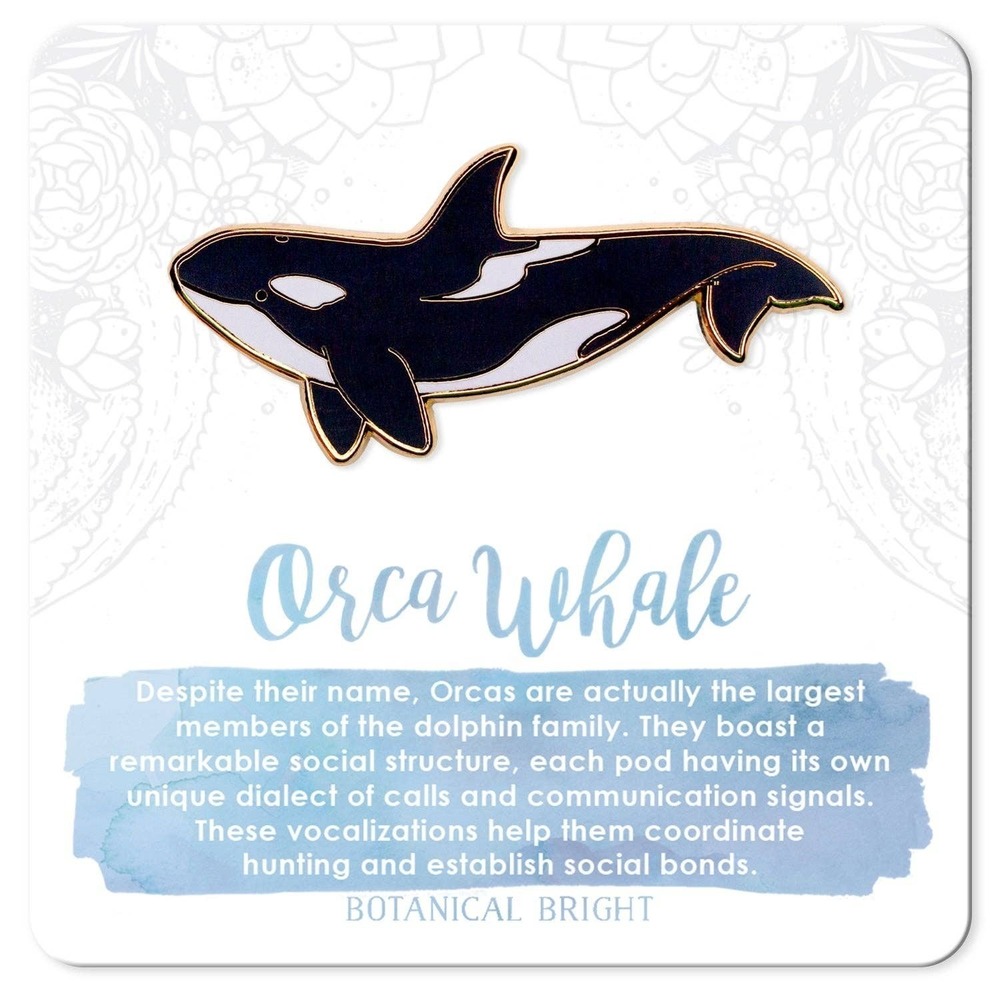 Orca Whale Enamel Pin - Gold Plated Nature Jewelry - Sea Life & Ocean Brooch